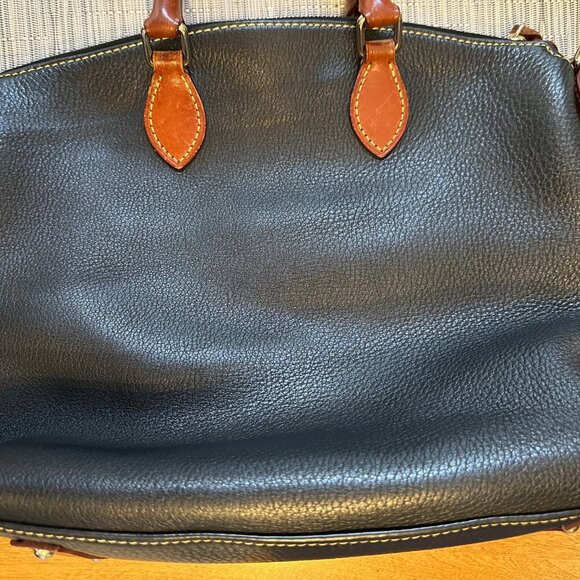 Dooney & Bourke Dillen Pocket Satchel, black pebbled leather, Brown Leather trim - Picture 5 of 15